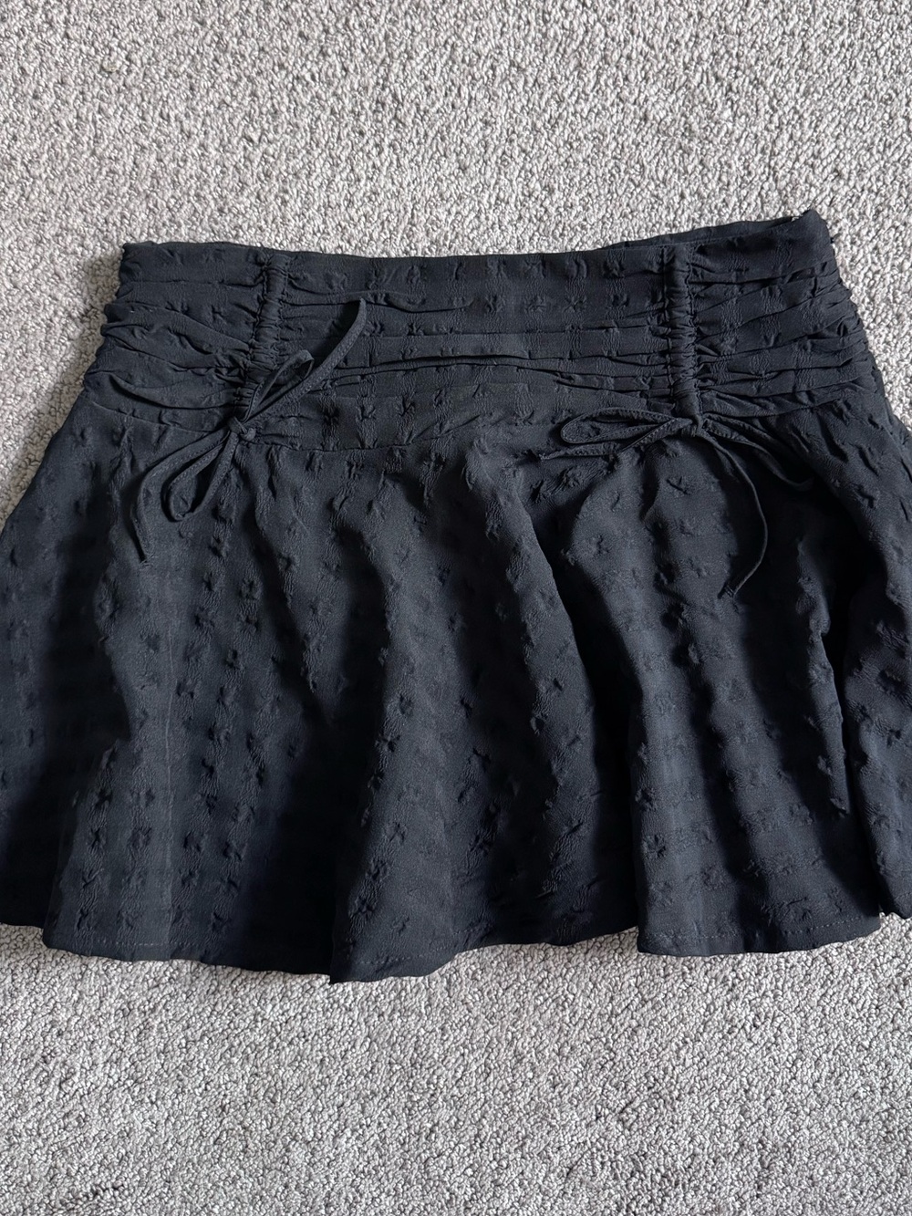 Monki Black Textured Skater Mini Skirt with side zip. XS